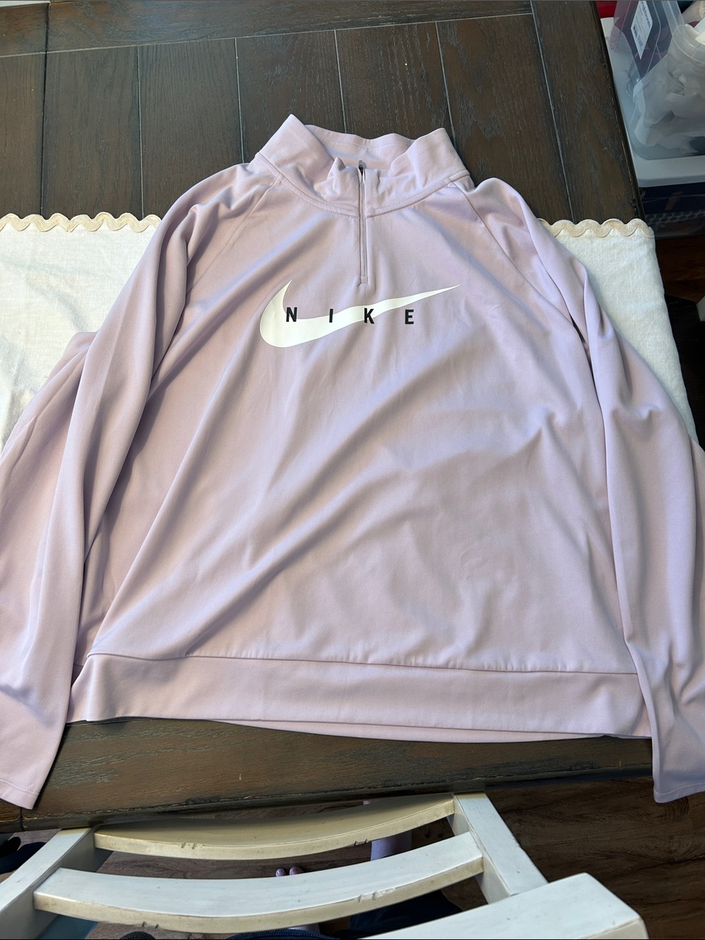 Nike Light Lavender Quarter-Zip Pullover with White Swoosh